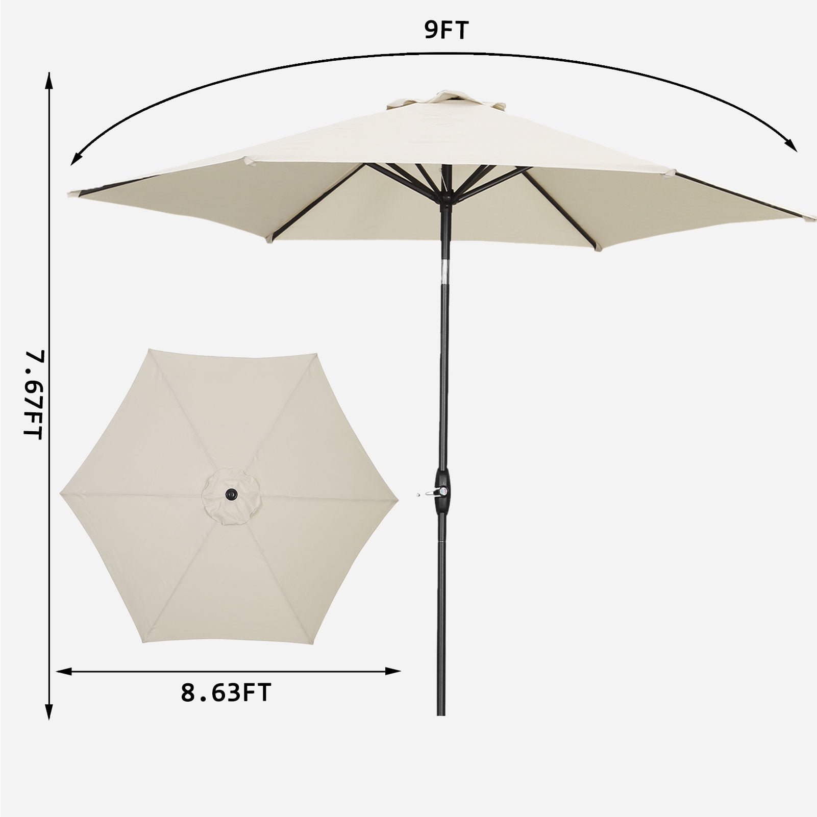 Autlaycil 9 FT 2 PCS Patio Umbrellas with Tilt and Crank for Beach Pool and Yard, White