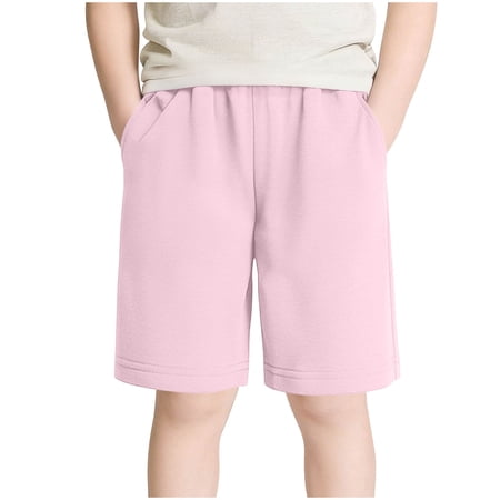 biudgviw Toddler Boys Girls Bermuda Shorts Children Elastic Waist Sweat Shorts Comfy Casual Pull On Shorts with Pockets Summer Clothes