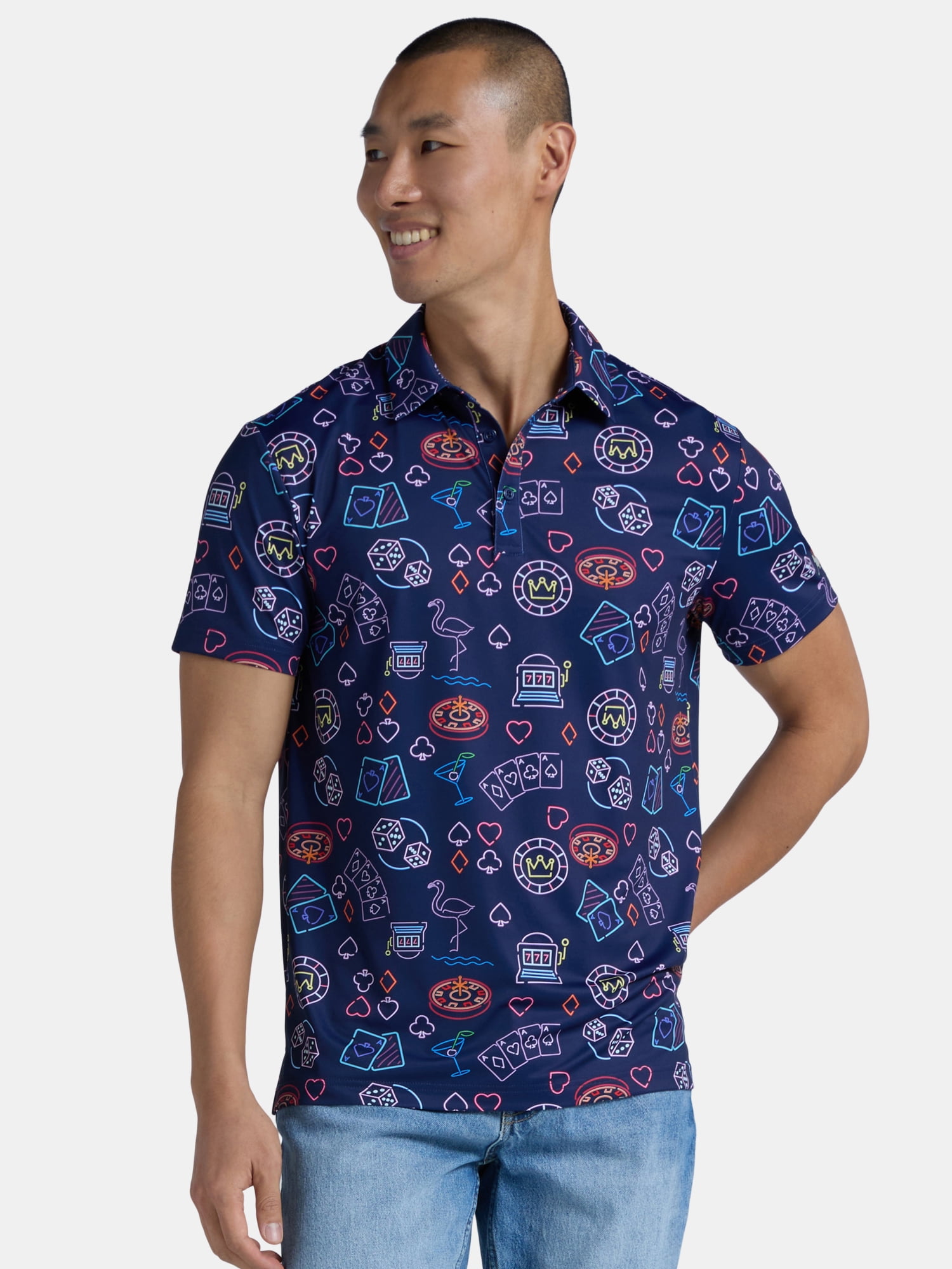 Birdie Bound Men's Novelty Print Golf Polo Shirt, Sizes S-3XL