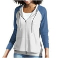 thumbnail image 4 of Htigea Zip Up Hoodies for Women Color Block Long Sleeve Hooded Sweatshirts Fall Fashion Sweatshirt with Pockets Blue XXL, 4 of 7