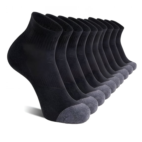TELOLY Black Socks for Men Size 13-15 Running Cushioned Cotton Crew Socks 5 Pairs Non-Slip Sport Socks for Men