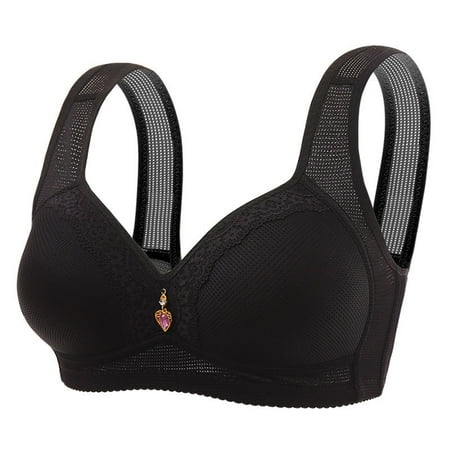

Holiday Savings! Women Bras Plus Size Comfortable Breathable Anti-exhaust Base Solid Non-Steel Ring Non-Magnetic Buckle Beauty Back Underwear Black