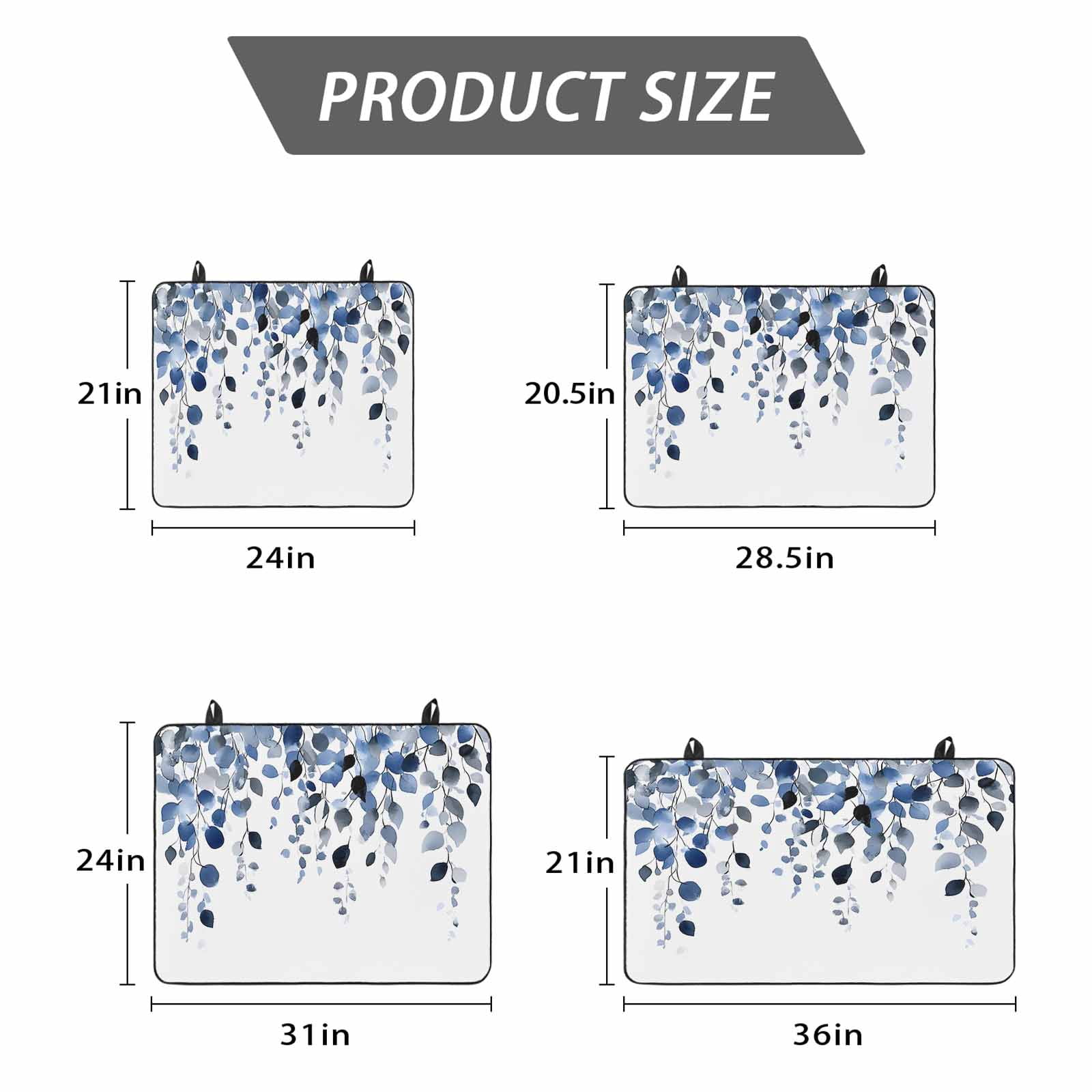Blue Eucalyptus Leaves Stove Top Cover for Electric Stove, Heat-proof & Non Slip Glass Top Stove Cover Protector, Summer Botanical Watercolor Kitchen Flat Cooktop Rubber Mat 24x21 Inches