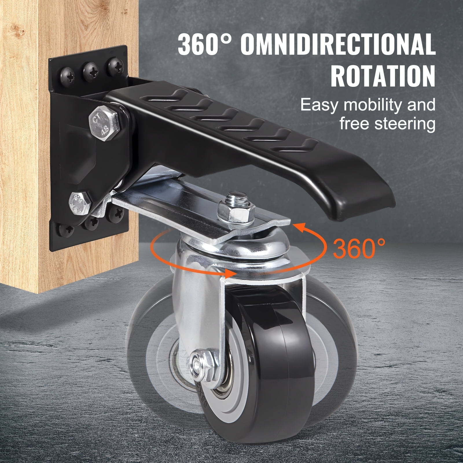 VEVOR Workbench Casters Kit Heavy Duty Retractable Wheels 165 lbs Load Set of 4