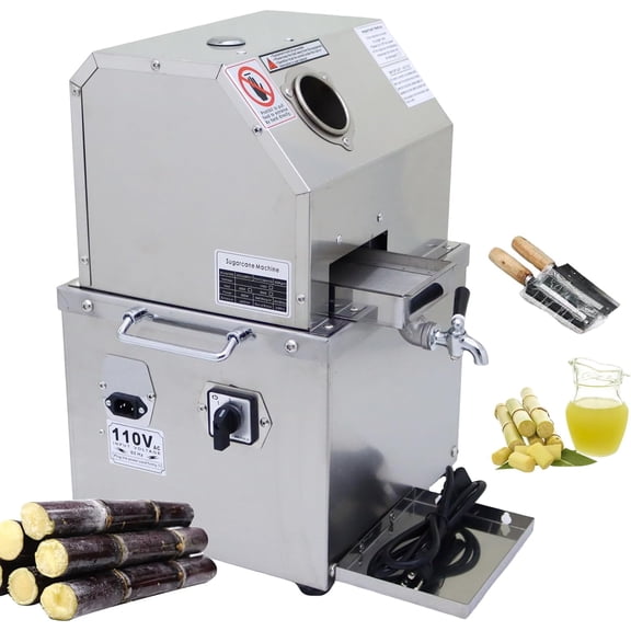 3 Rollers Electric Sugarcane Juicer Sugar Cane Press Juicer Machine Juicing Crusher 110V Stainless Steel