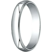 Mens 10K White Gold, 4.0mm Traditional Dome Oval Wedding Band with Milgrain (sz 5.5)