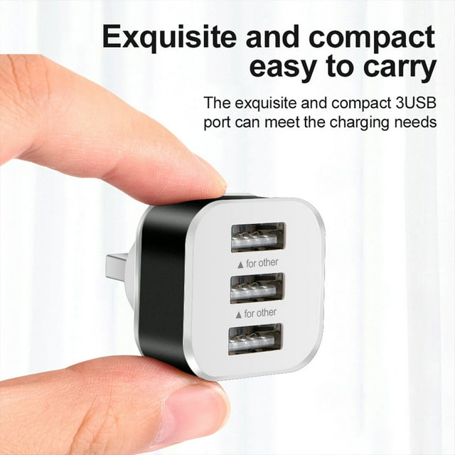3-in-1 Charger USB Hub 5V Expander 1000mA Splitter Portable Travel Charge Adapter Office Circuit Protection for Phone Computer 2PCS