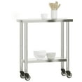 thumbnail image 2 of vidaXL Table de Cuisine avec Roulettes 82,5x30x85 cm Acier Inoxydable, 2 of 5