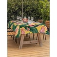 thumbnail image 3 of Outdoor Tablecloth with Umbrella Hole for Patio/Picnic/Party/Camping, Pink Flamingo Waterproof Table Cloth Rectangle Table Cover Washable, Vintage Summer Tropical Leaves Yellow (54"x 80"), 3 of 9