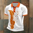 thumbnail image 2 of Mens Shirt Short Sleeve Orange Sun Theme Print Breathable Blend Beach Tops,White,M, 2 of 3