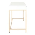 thumbnail image 2 of OSP Home Furnishings Alios Desk, White Gloss Finish with Gold Plated Base, 2 of 5