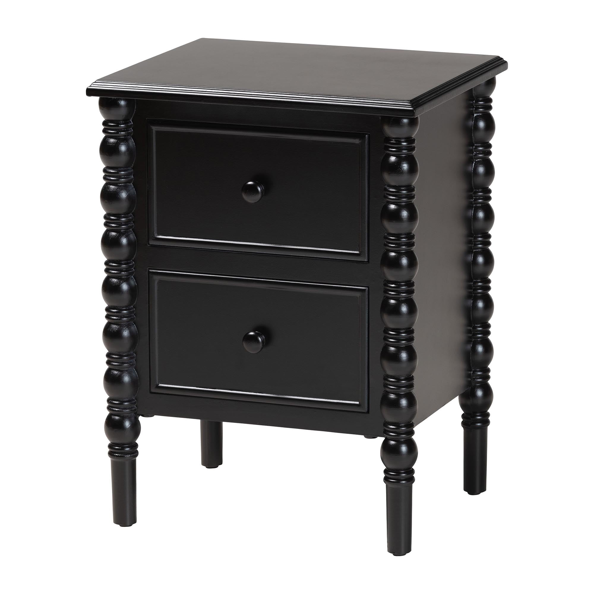 Baxton Studio Malinda Classic End Table, 2-Drawer, Black
