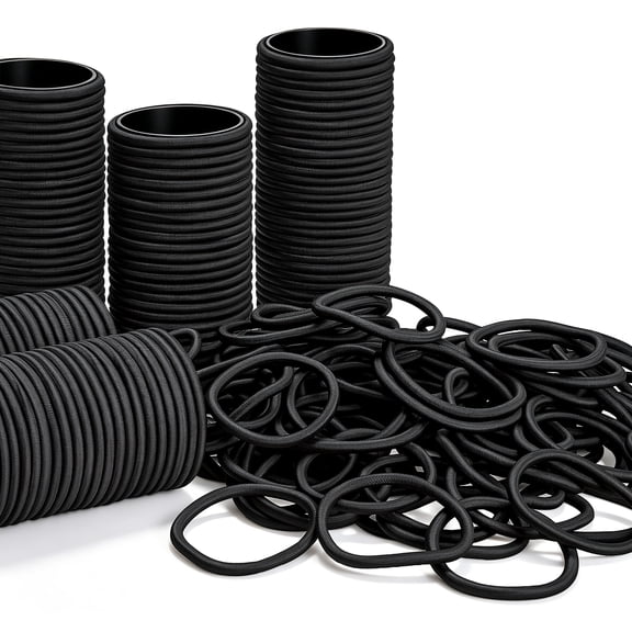 MORGLES 300PCS Black Hair Ties for Women, 4mm Ponytail Holders, Elastic Hair Bands for Medium to Thick Hair