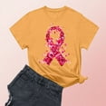 thumbnail image 2 of Nfurl Women's Pink Ribbon Graphic Tees Shirts Plus Size Breast Cancer Awareness Shirts Casual Short Sleeve Crewneck Tshirts for Survivor Gift Yellow XXXL, 2 of 4