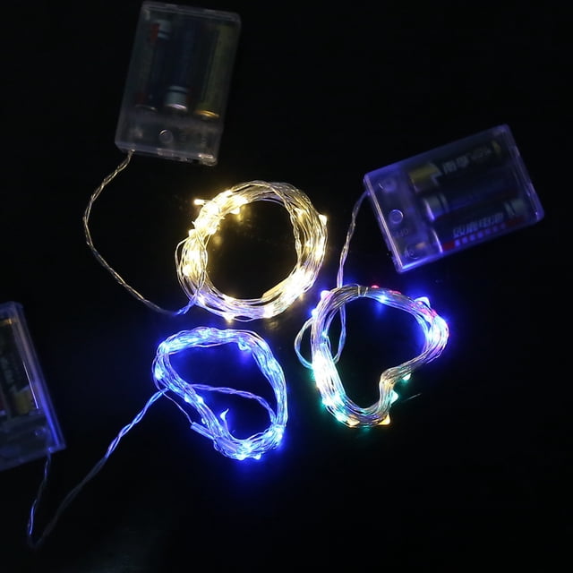 Botón de luz de cobre con caja de batería, cadena de luces LED para exteriores, luces decorativas para vacaciones, pequeñas cadenas de luces, luces de estrella, pequeñas luces LED