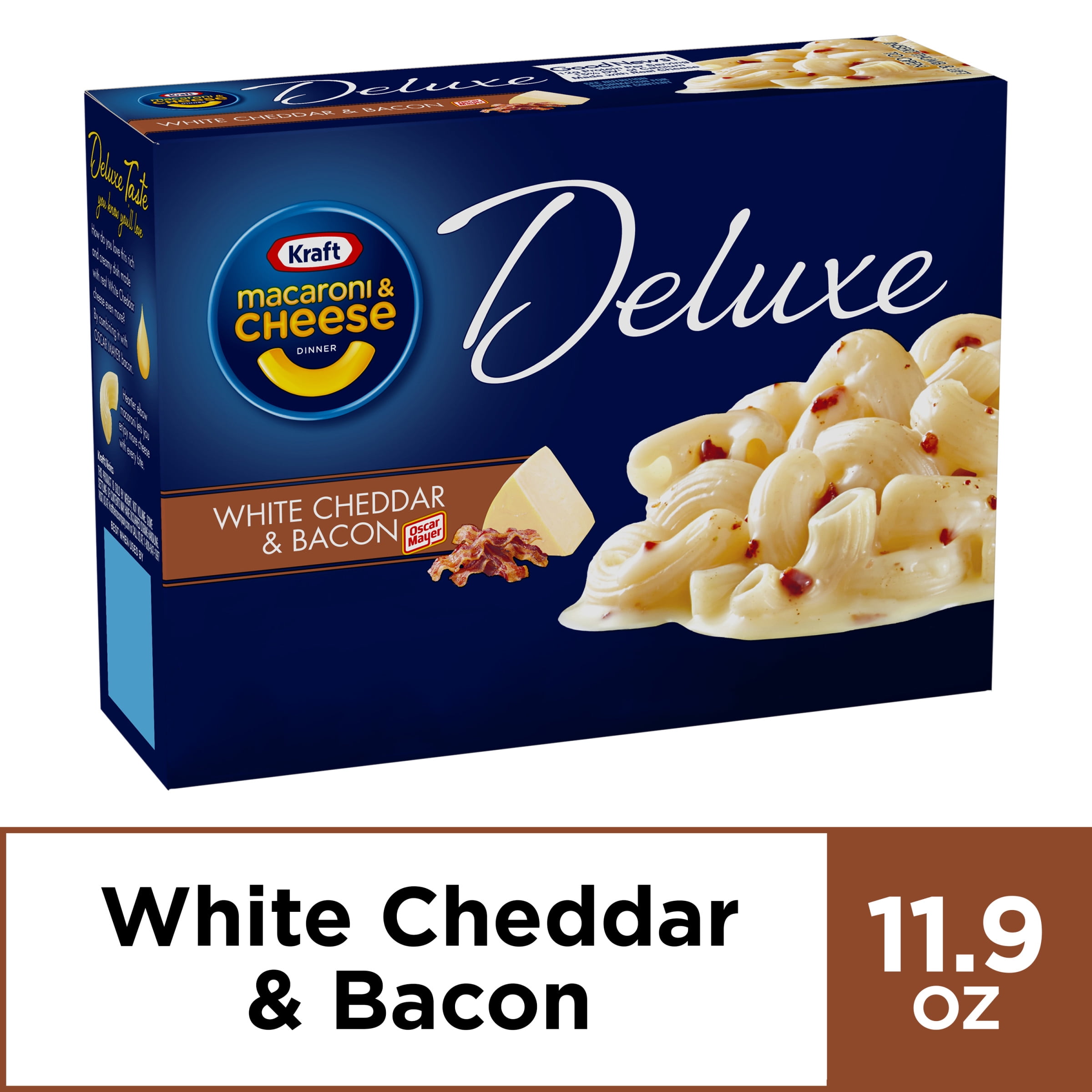 Kraft Deluxe White Cheddar & Bacon Mac and Cheese Dinner, 11.9 oz Box
