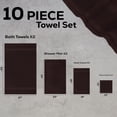 thumbnail image 7 of Gold Textiles Luxury 10 Piece Towel Set (Bath Mat 27x54, Hand Towel 16x30, Washcloth 13x13, Bath Mat 22x34) Ultra Plush Absorbent Cotton Towels For Bathroom (Chocolate Brown, 10 Piece Towel Set), 7 of 7