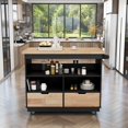 thumbnail image 6 of Kitchen Island Cart with 2 Drawers, Modern Moveable Kitchen Cabinet with 4 Lockable Wheels and 2-Sided Storage, Microwave Cart Bar Cart, Storage Cart Furniture for Kitchen Dining Room, Black, 6 of 10