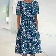 thumbnail image 1 of Robes Maxi pour Femmes 2023 Robe d'Été Bohème à Manches Courtes Imprimée Robe de Plage Longueur Genou Robe à Manches Courtes en Liquidation, 1 of 5