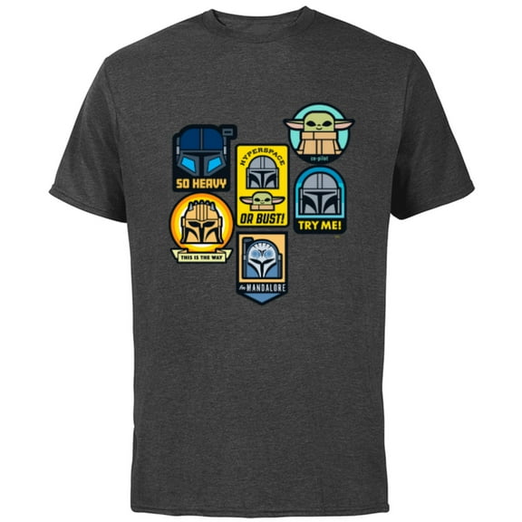 Star Wars The Mandalorian Season 3 Character Stickers Grogu - Short Sleeve Cotton T-Shirt for Adults - Customized-Charcoal