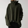 thumbnail image 2 of Hfyihgf Cowl Neck Sweatshirts for Women Plus Size Tops Long Sleeve Tunic Blouse Casual Oversized Solid Color Pullover Hoodies(Army Green,L), 2 of 6