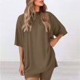 thumbnail image 4 of qolati Women's Two Piece Lounge Set 2025 Summer Casual Oversized Tshirts Biker Shorts Sets Matching Airport Travel Outfits, 4 of 9