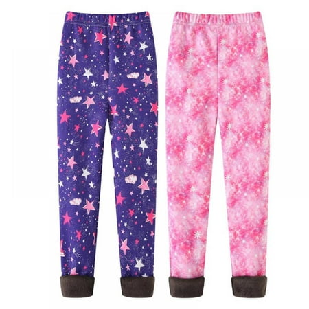 

Kids Girls Soft Leggings Children Girls Winter Warm Fleece Lined Stretchy Leggings 2 Pack 2-13 Years