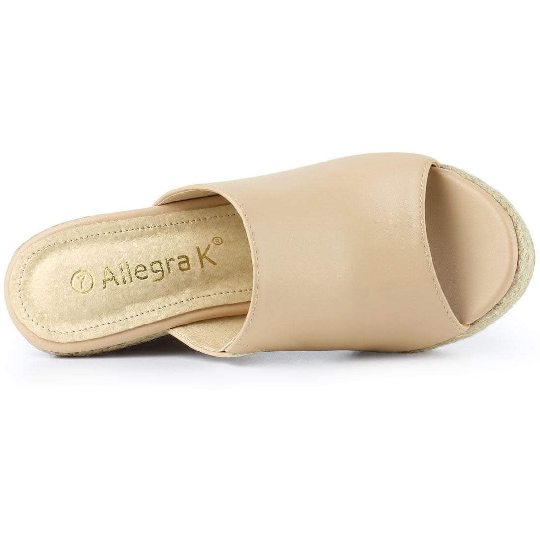 DARING DIVA Women's Slip on Platform Sandals Espadrilles Wedges Slides Mules Beige 7.5