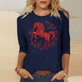 thumbnail image 1 of TaTaai Ladies 2026 New Year Festival Print 3/4 Sleeve Round Neck Blouse Casual Top Holiday Celebration Party Attire Gift, 1 of 5