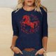 thumbnail image 1 of TaTaai Ladies 2026 New Year Festival Print 3/4 Sleeve Round Neck Blouse Casual Top Holiday Celebration Party Attire Gift, 1 of 5