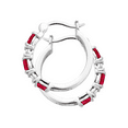 thumbnail image 2 of Women's Finecraft Created Ruby Hoop Earrings with Diamonds in Platinum-Plated Brass, 2 of 5