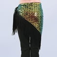 thumbnail image 4 of Waist Chain Skirts Womens Tassel Sequin Triangle Hip Scarf Warp Skirts Belt Sparkly Belly Dance Clothing Gold, Free Size, 4 of 6