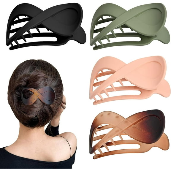 4pcs Hair Claw Clips for Women Thick Hair, 3.5in Big Claw Clips Strong Hold & Non Slip, Large Hair Claws with Comb Teeth, Lightweight Clamps Grips Jaw Hair Accessories Gifts for Women