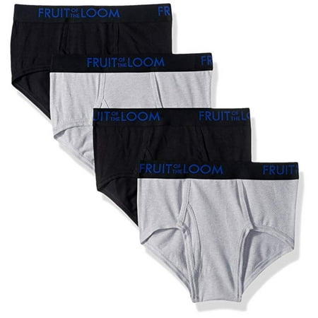 Fruit of the Loom Men's Breathable Cotton Micro-mesh Mid-Rise Briefs Black & Gray Small 4-Pack