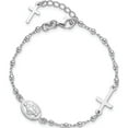 thumbnail image 4 of Sterling Silver Rh-Plated 6.5In W/1In Ext Rosary Bracelet (Width 8.8) (Length 7.5) - Jbsp, 4 of 5