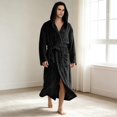thumbnail image 5 of Sewkxo Mens Robes with Hood Flannel Fleece Bathrobe Full Length Plush Robe Coat Soft Warm Fleece Shower Spa Long Robe,Black L, 5 of 7