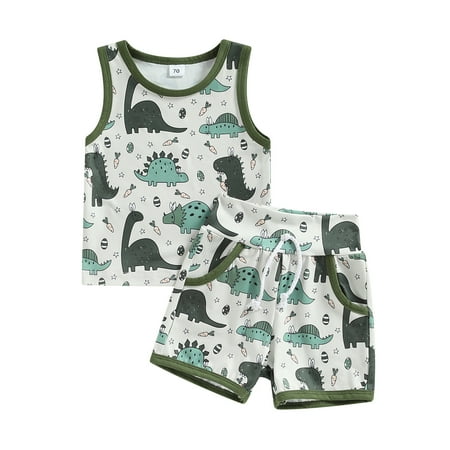 

Newborn Boy Clothes 3M 6M 9M 12M 18M 24M Cute Sleeveless Vest Tank Top and Elastic Drawstring Shorts Pants 2Pcs Summer Outfits