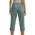 thumbnail image 6 of Bloomae Womens Capris with Pockets Stretch Lightweight Casual Button High Waist Cargo Pants Rolled Hem Summer Cropped Trousers Outdoor Clothes Light Blue L, 6 of 6