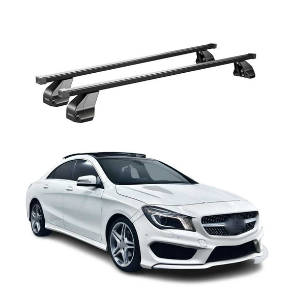 Fix Point Roof Racks Top Cross Bars for Mercedes CLA C117 2013-2019 Steel Black