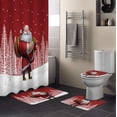 thumbnail image 1 of FMSHPON Christmas 4 Piece Bathroom Set Shower Curtain Bath Rug Contour Mat and Toilet Lid Cover, 1 of 5