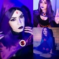 thumbnail image 3 of Disfraz de cosplay para mujer, diseño de titanes-cuervo con capa para Halloween, 3 of 5