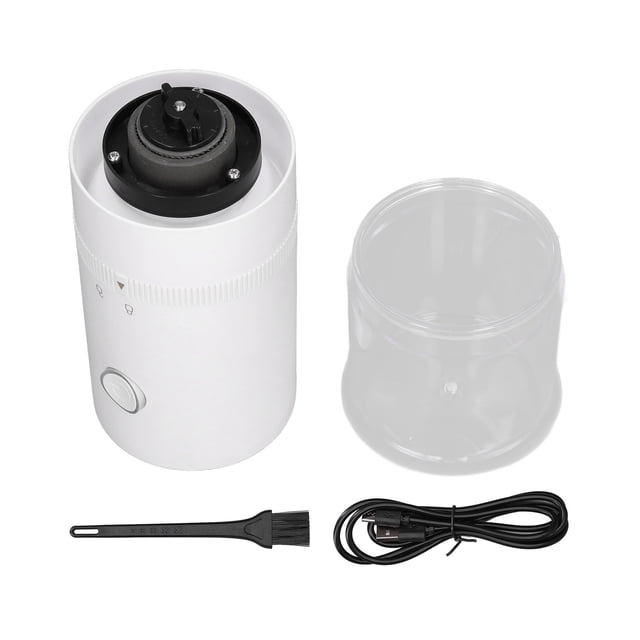 Cordless Electric Coffee Bean Grinder USB Charging Portable Acrylic Transparent Visible for Home KitchenWhite