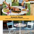 thumbnail image 6 of Elastic Fitted Round Tablecloth, Red Yellow Diamond Waterproof Stretch Table Cover for 55"-60" Tables, Modern Geometric Middle Century Beige Washable Outdoor Tablecloths for Patio, Picnic, Camping, 6 of 9