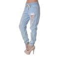 thumbnail image 4 of G-Style USA Women's Destructed Denim Jogger Jean Pants RJJ328 - Light Blue - 3X-Large, 4 of 4
