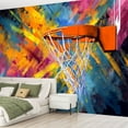 thumbnail image 2 of Peel and Stick Wallpaper Graffiti Basketball Street Pop Inspirational Sports Hoop Colorful Modern Art Wall Mural Decor Self Adhesive and Removable 69in x 98in, 2 of 8