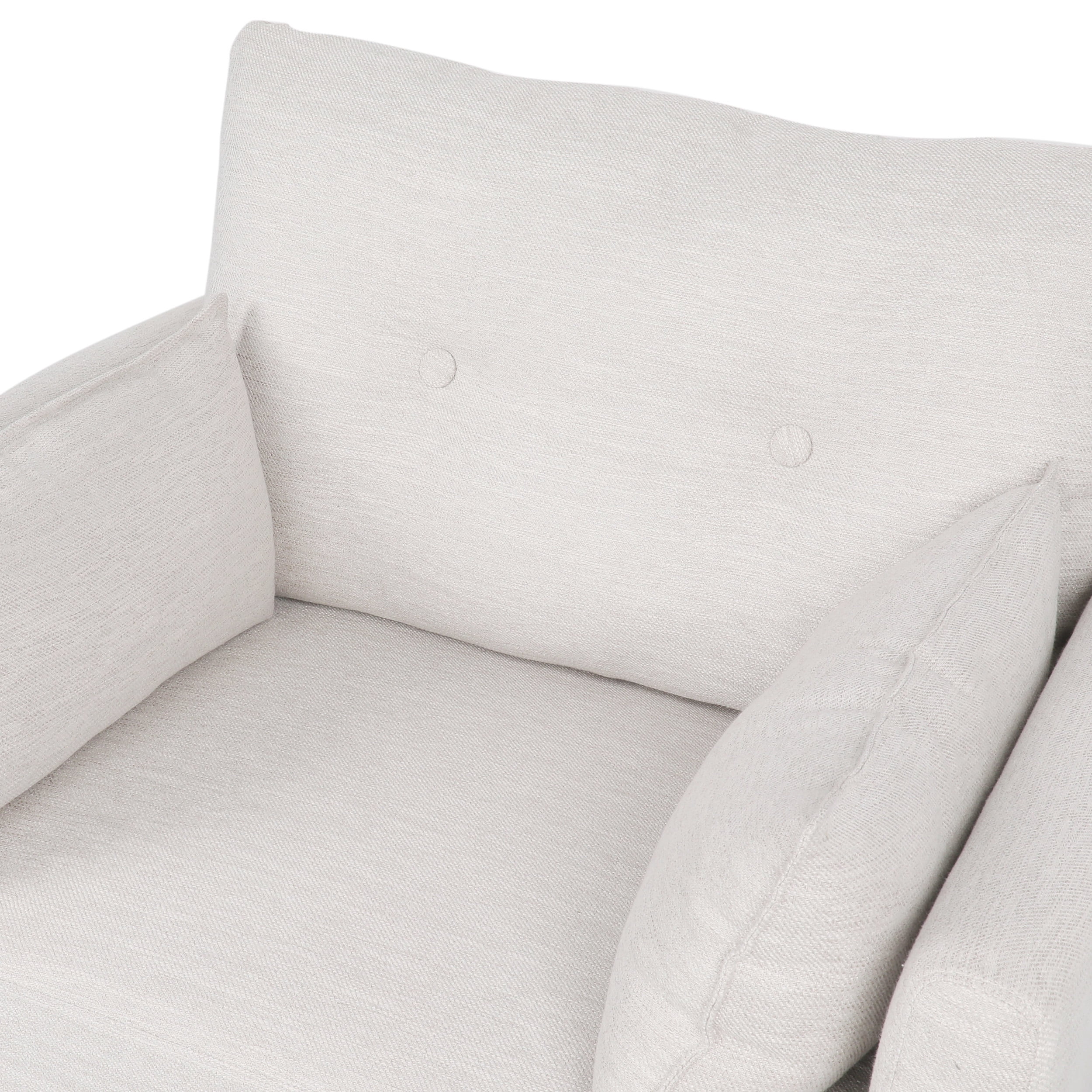 Noble House Grouse Fabric Tufted Club Chair with Accent Pillows, Beige and Walnut