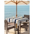 thumbnail image 3 of Outdoor Tablecloths with Umbrella Hole & Zipper, Beige Navy Blue Striped 54x54 Inch Square Tablecloths, Farmhouse Stripes Modern Abstract Art Waterproof Table Cloth, Patio/Pool/Picnic Table Covers, 3 of 8