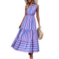 thumbnail image 1 of Vestido Maxi PRETTYGARDEN con Nudo, Un Hombro, Sin Mangas, Talla L - Azul Rosa, 1 of 7