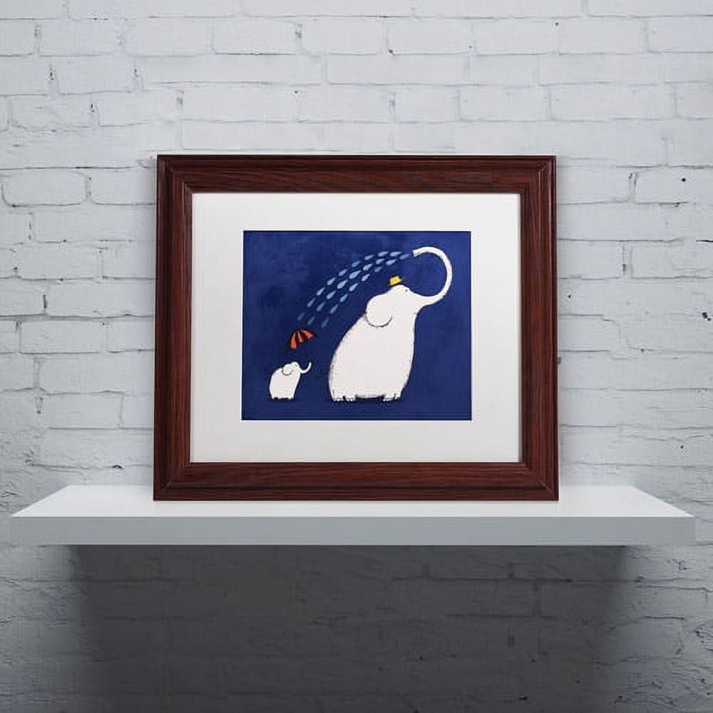 Carla Martell 'Umbrella Elephant' Matted Framed Art