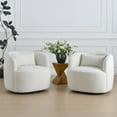 thumbnail image 2 of KINWELL  34" Wide Boucle Fabric Upholstered Swivel Armchair (Set of 2) Beige, 2 of 4